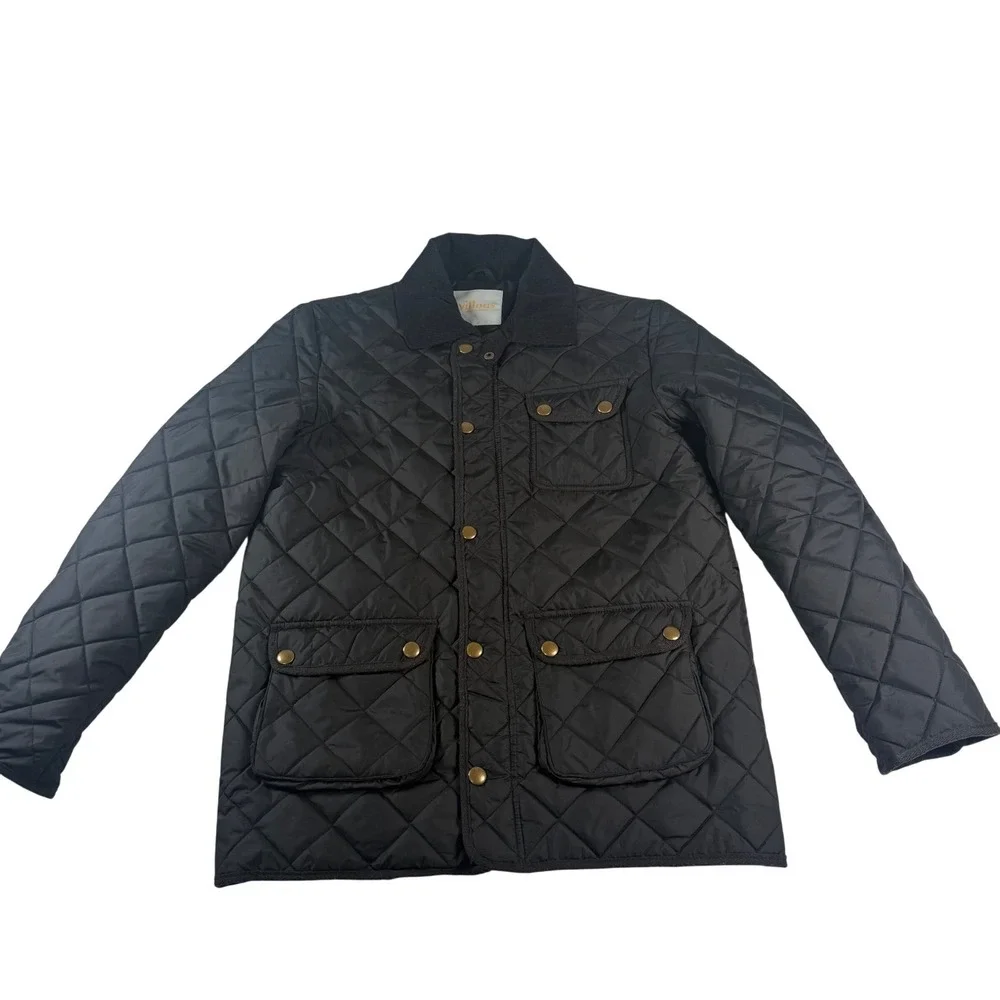 Villous‎ Quilted Barn Jacket Mens XL Black Corduroy Collar Utility Country Coat